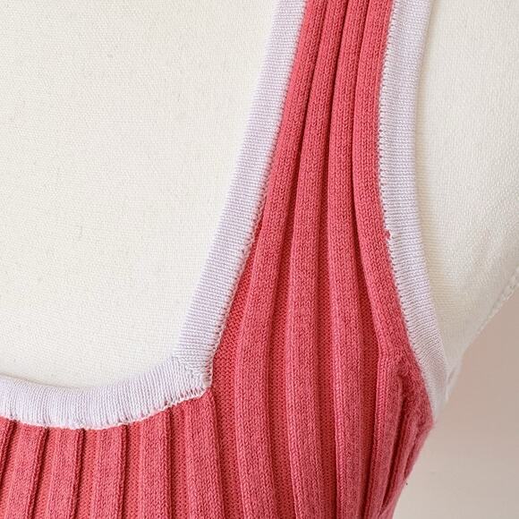 BELLDINI Ribbed Tank Top Size Large | Pink White Trim Stretchy Y2K Barbiecore - Picture 11 of 11